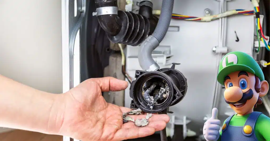Verstopte wasmachineafvoer ontstoppen